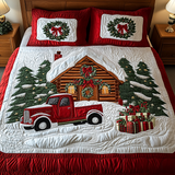 Set di Biancheria da Letto Trapuntata 3 Pezzi Pini Innevati