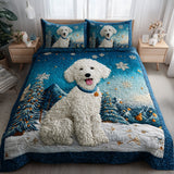 Set di Biancheria da Letto Trapuntata 3 Pezzi Barboncino Innevato
