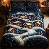 Set di Biancheria da Letto Trapuntata 3 Pezzi Villaggio Innevato