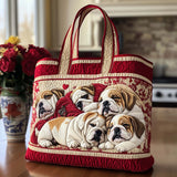 Famiglia di Cuccioli Coccolosi Borsa Tote Trapuntata