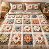Set di Biancheria da Letto Trapuntata 3 Pezzi Fiore Morbido