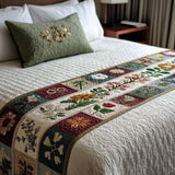 Elegante Terra Soffusa Runner da Letto Trapuntato