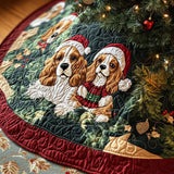 Auguri dello Spaniel Copri Base per Albero di Natale Trapuntato