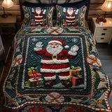 Set di Biancheria da Letto Trapuntata 3 Pezzi Babbo Natale Innevato di Sparkling