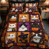 Set di Biancheria da Letto Trapuntata 3 Pezzi Gatti Spettrali