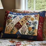 Patchwork di Fiori Primaverili Federa Trapuntata