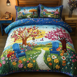 Set di Biancheria da Letto Trapuntata 3 Pezzi Giardino della Primavera di Chairs