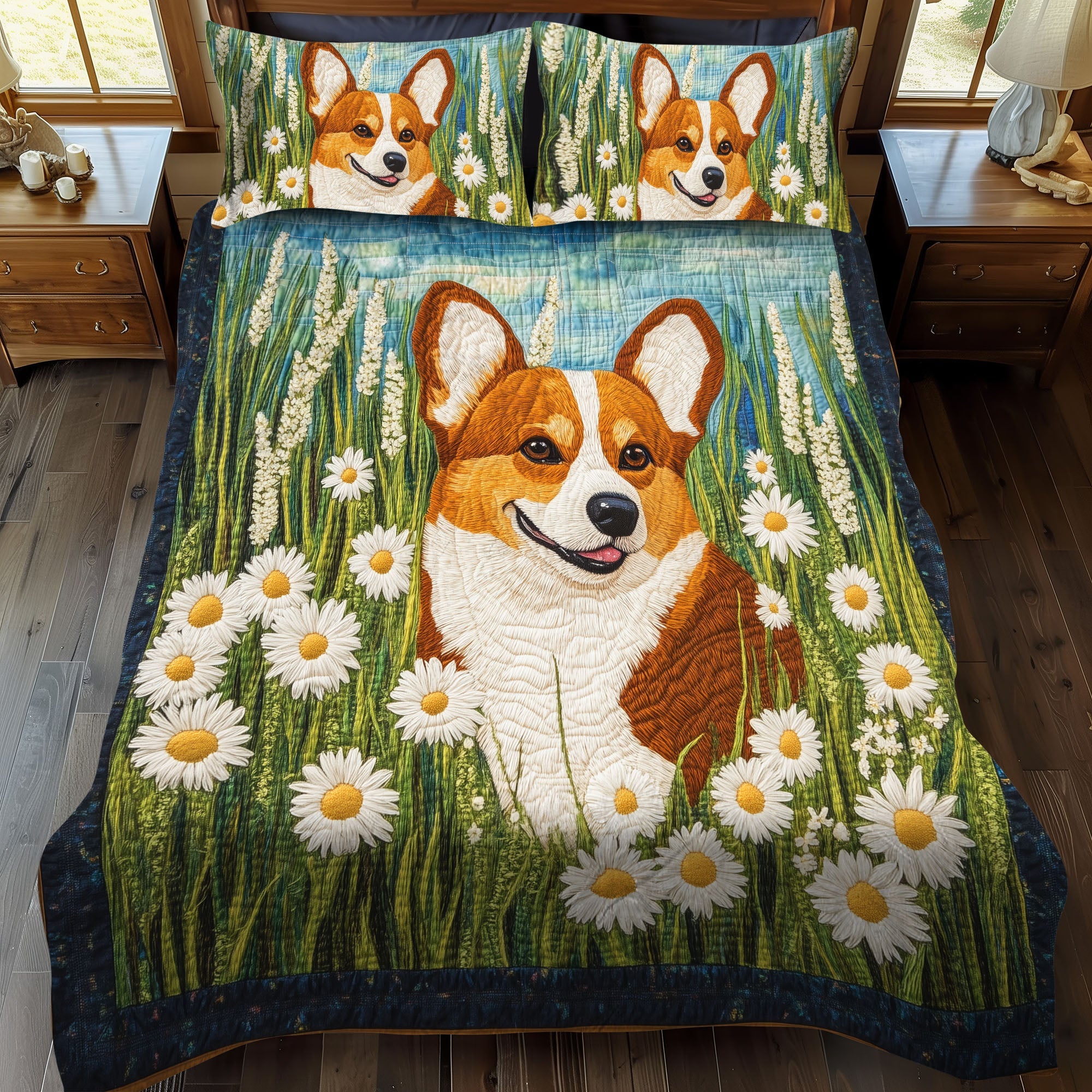 Set di Biancheria da Letto Trapuntata 3 Pezzi Gioia della Primavera del Corgi