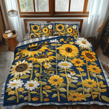 Set di Biancheria da Letto Trapuntata 3 Pezzi Giardino Stellato