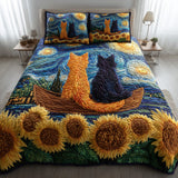 Set di Biancheria da Letto Trapuntata 3 Pezzi Giardino Stellato del Gatto