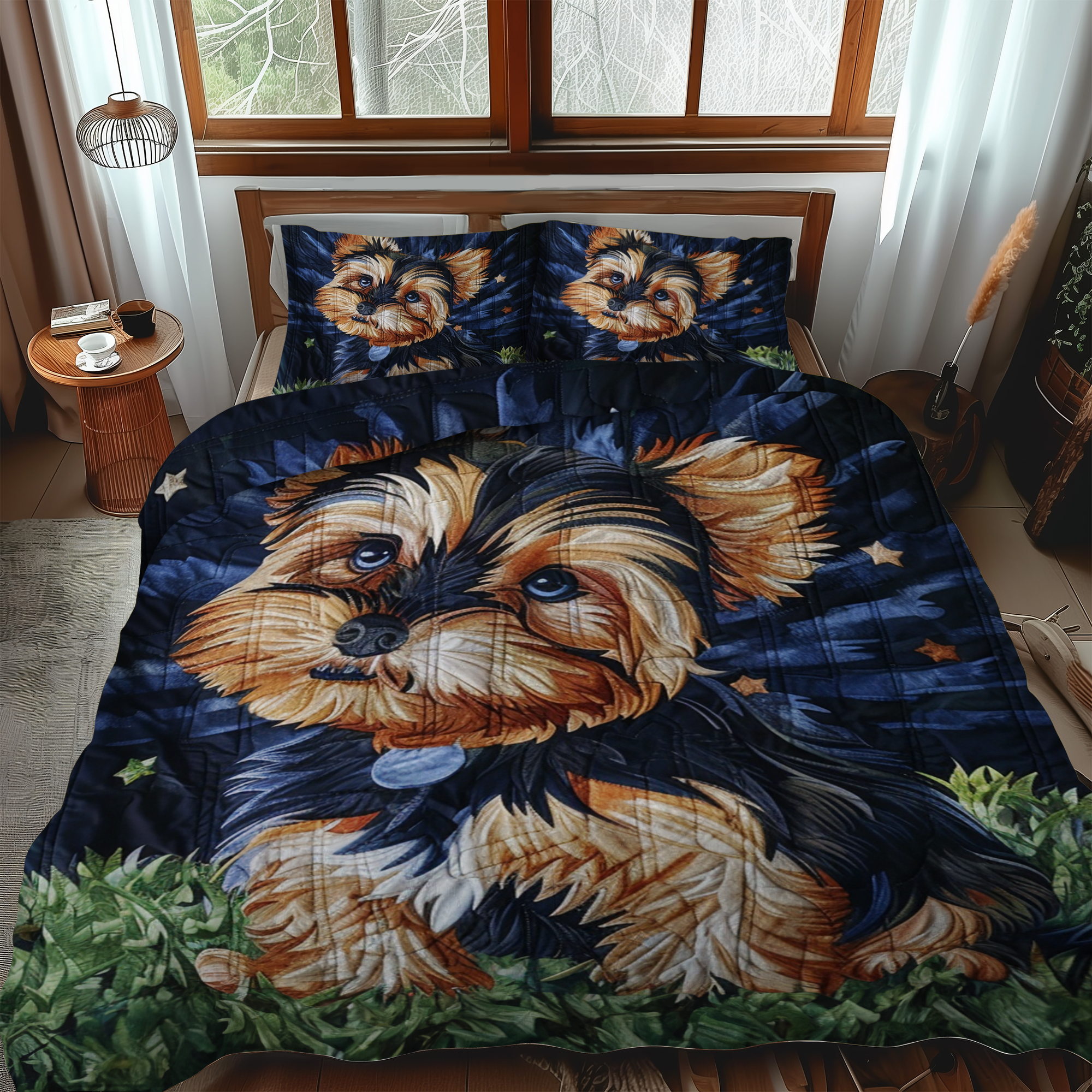 Set di Biancheria da Letto Trapuntata 3 Pezzi Stellato Yorkie