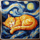 Pisolino del Gatto nella Notte Stellata Coperta Trapuntata
