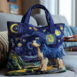 Cane nella Notte Stellata Borsa Tote Trapuntata
