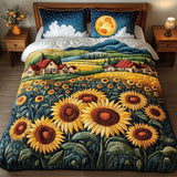 Set di Biancheria da Letto Trapuntata 3 Pezzi Fattoria Stellata del Girasole