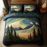 Set di Biancheria da Letto Trapuntata 3 Pezzi Bosco Stellato