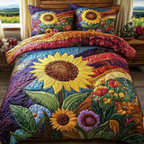 Set di Biancheria da Letto Trapuntata 3 Pezzi Sole Fioritura
