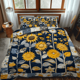 Set di Biancheria da Letto Trapuntata 3 Pezzi Raggiera di Sole Floreale