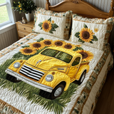 Set di Biancheria da Letto Trapuntata 3 Pezzi Raccolto del Girasole