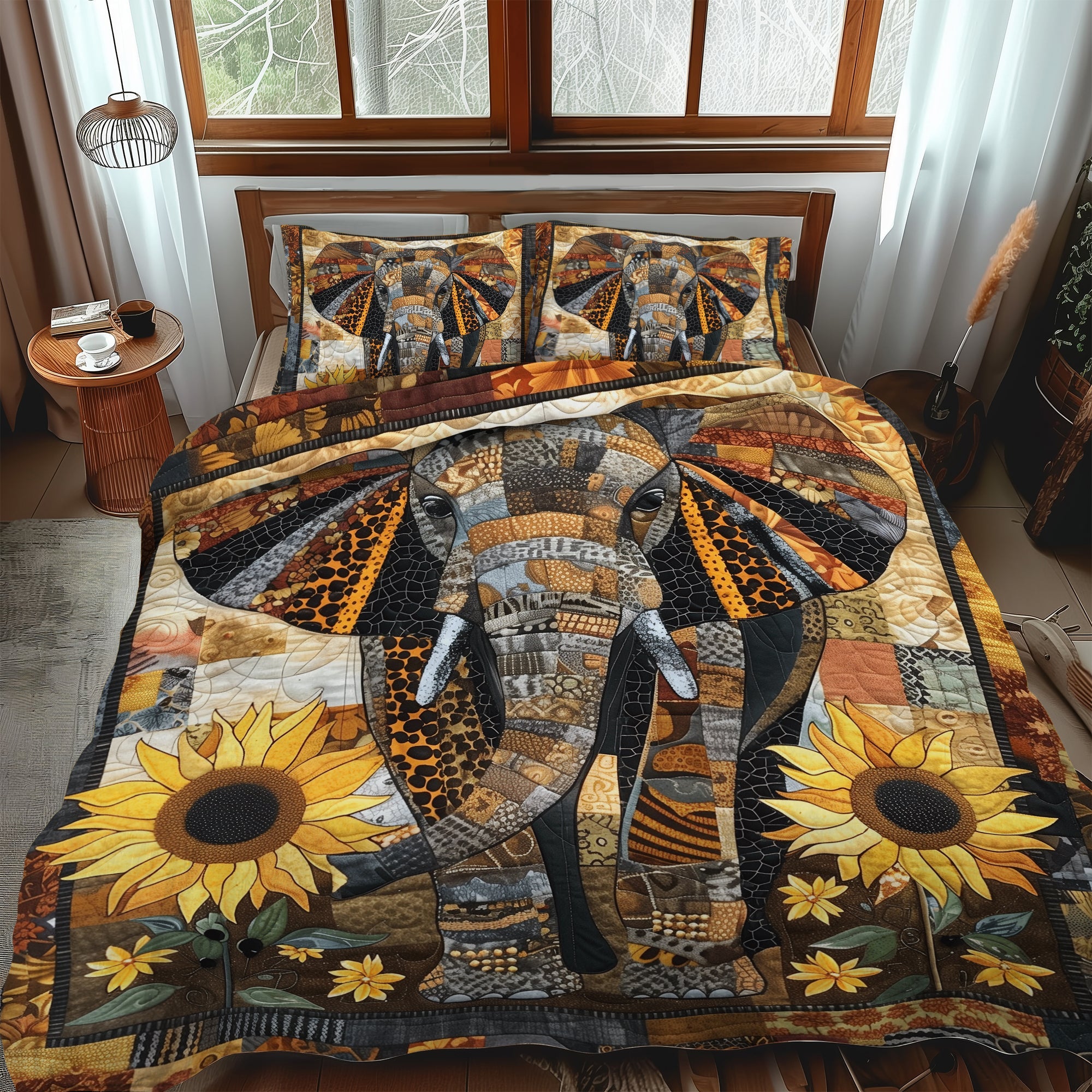 Set di Biancheria da Letto Trapuntata 3 Pezzi Safari del Girasole