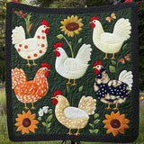 Aiuola di Galline e Girasoli Coperta Trapuntata