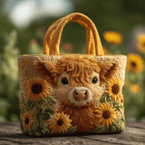 Mucca tra i Girasoli Borsa Tote Trapuntata