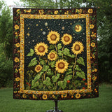 Cielo Notturno di Girasoli Coperta Trapuntata