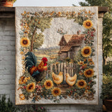 Scena del Gallo tra i Girasoli Coperta Trapuntata