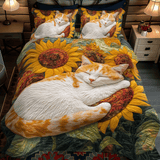 Set di Biancheria da Letto Trapuntata 3 Pezzi Gatto del Girasole di Sleeping