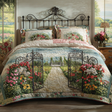 Sunlit Garden Gate 3-Piece Quilted Bedding Set NCU0VL2588