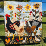 Galline al Sole Coperta Trapuntata
