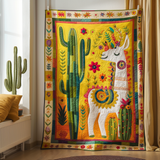 Lama e Cactus al Sole Coperta Trapuntata