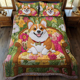 Set di Biancheria da Letto Trapuntata 3 Pezzi Giardino Soleggiato del Corgi