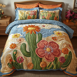 Set di Biancheria da Letto Trapuntata 3 Pezzi Cactus del Tramonto