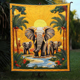 Elefanti al Tramonto Coperta Trapuntata