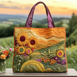 Fioritura del Prato al Tramonto Borsa Tote Trapuntata