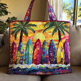 Tavole da Surf al Tramonto Borsa Tote Trapuntata