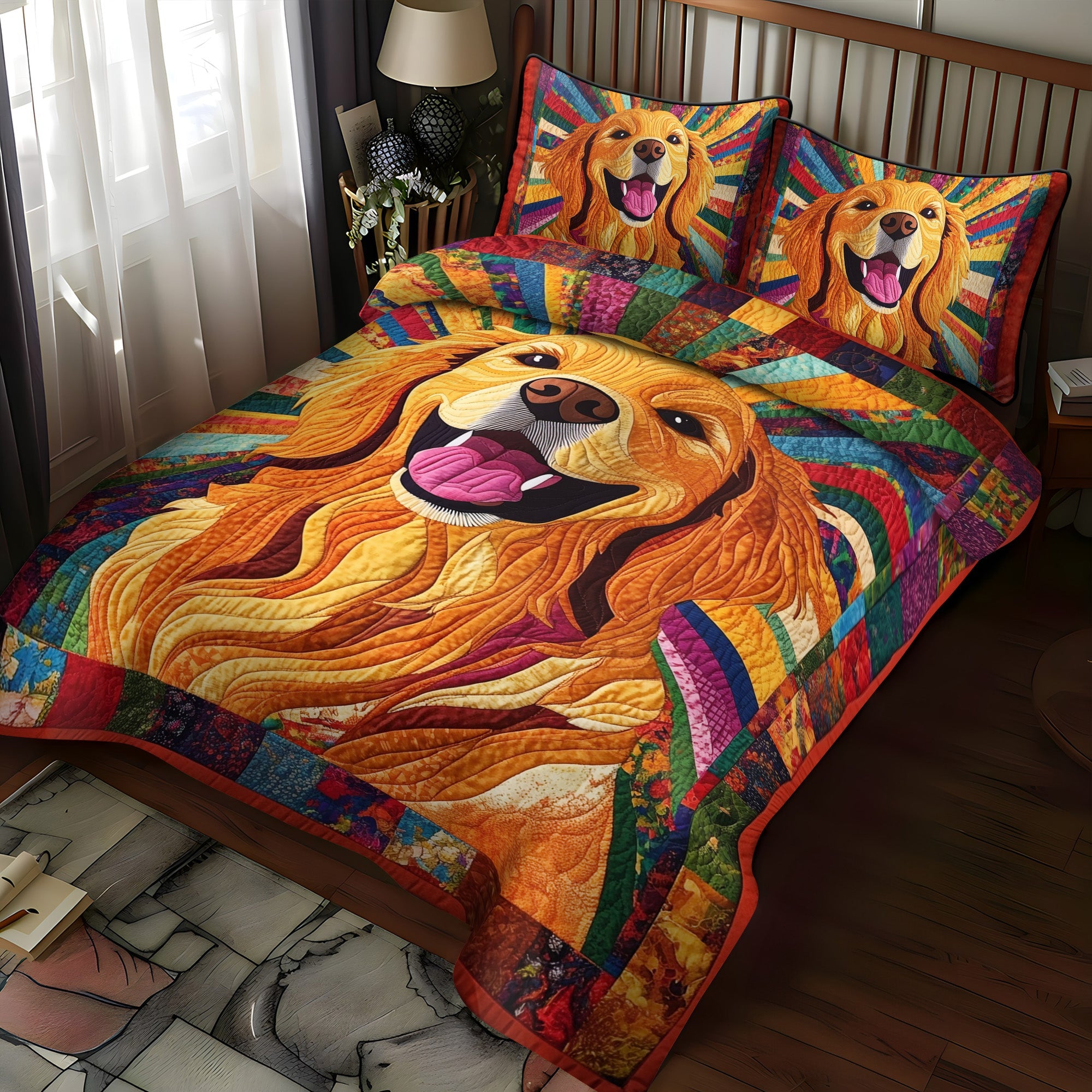 Set di Biancheria da Letto Trapuntata 3 Pezzi Retriever del Sole