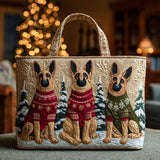 Famiglia di Pastori col Maglione Borsa Tote Trapuntata