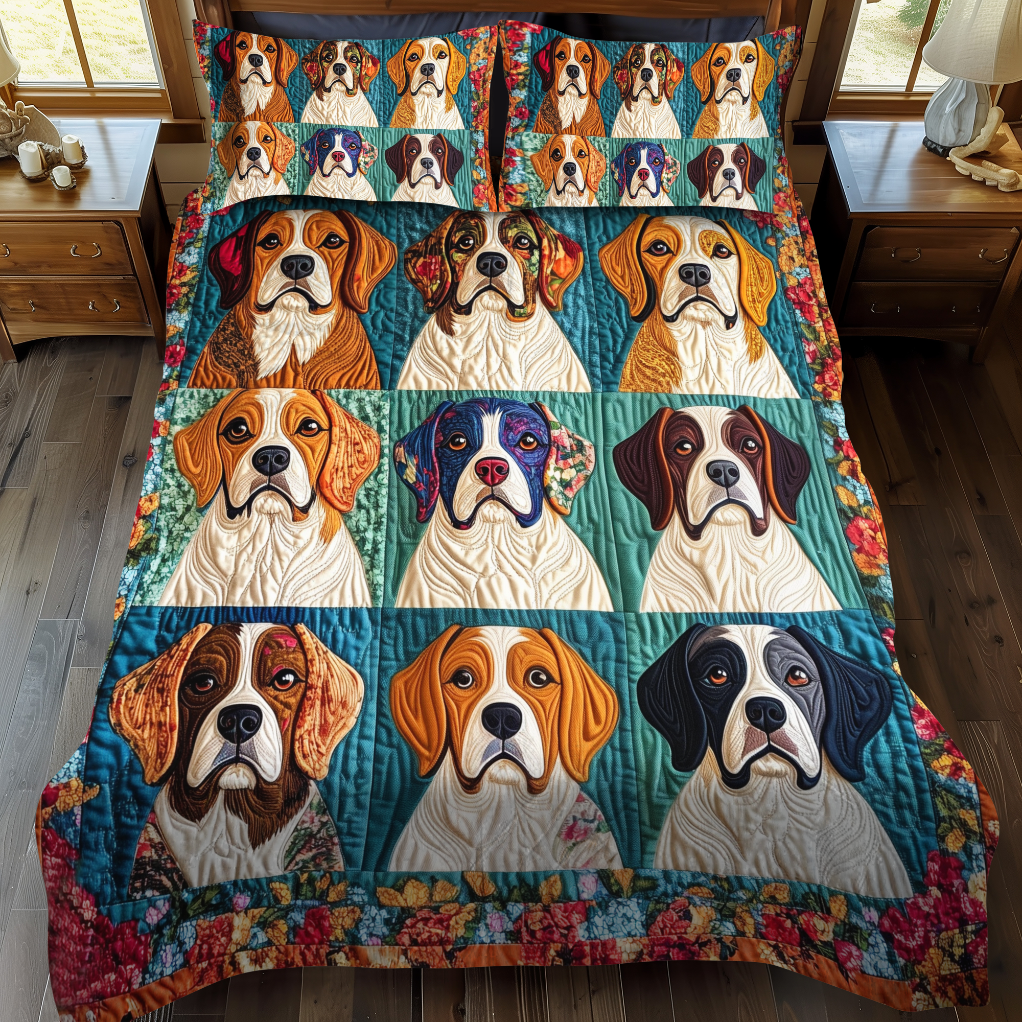Set di Biancheria da Letto Trapuntata 3 Pezzi Beagle Dolce