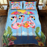 Set di Biancheria da Letto Trapuntata 3 Pezzi Fenicottero Dolce
