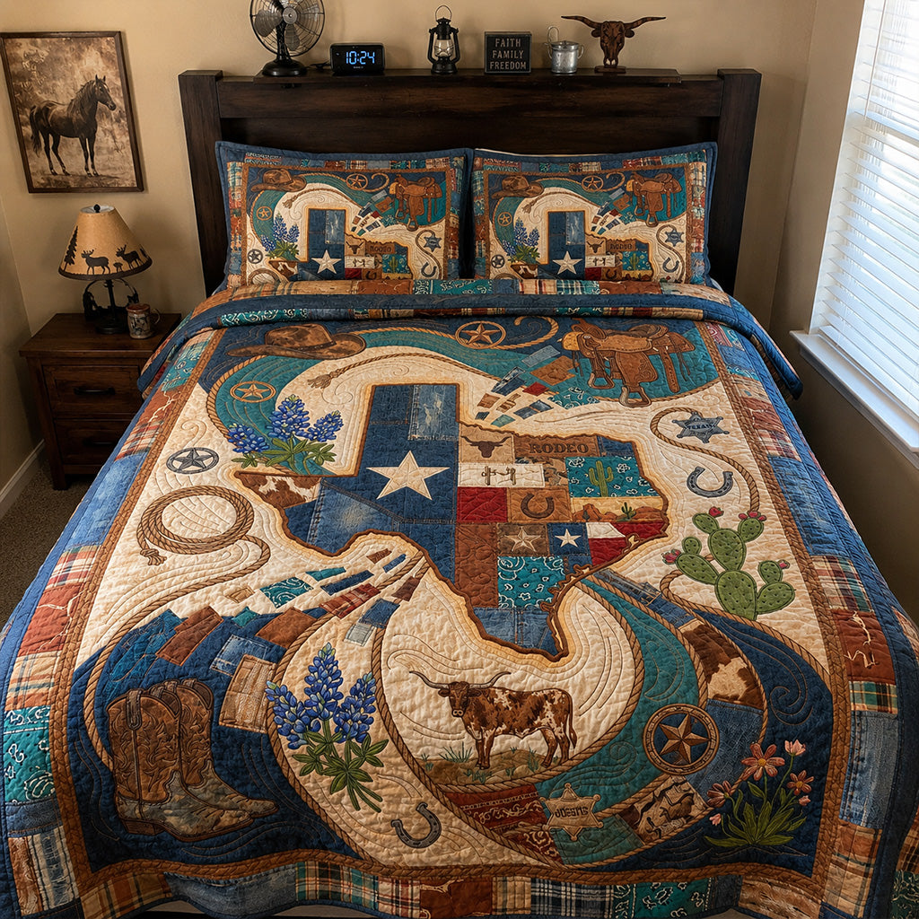 Set di Biancheria da Letto Trapuntata 3 Pezzi Eredità di Texas di Gravitational