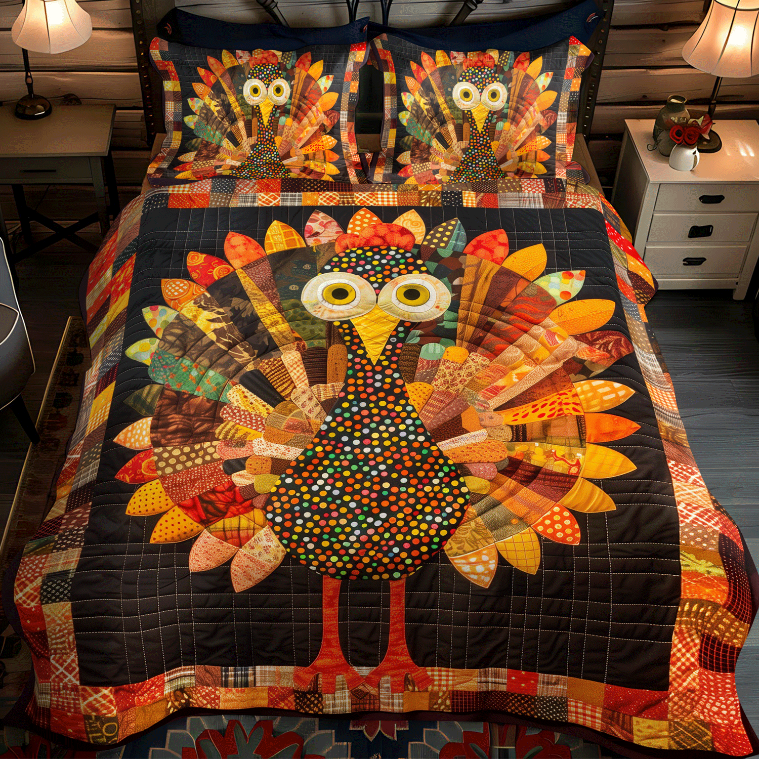 Set di Biancheria da Letto Trapuntata 3 Pezzi Tacchino di Thankful