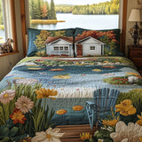 Set di Biancheria da Letto Trapuntata 3 Pezzi Fuga del Lago
