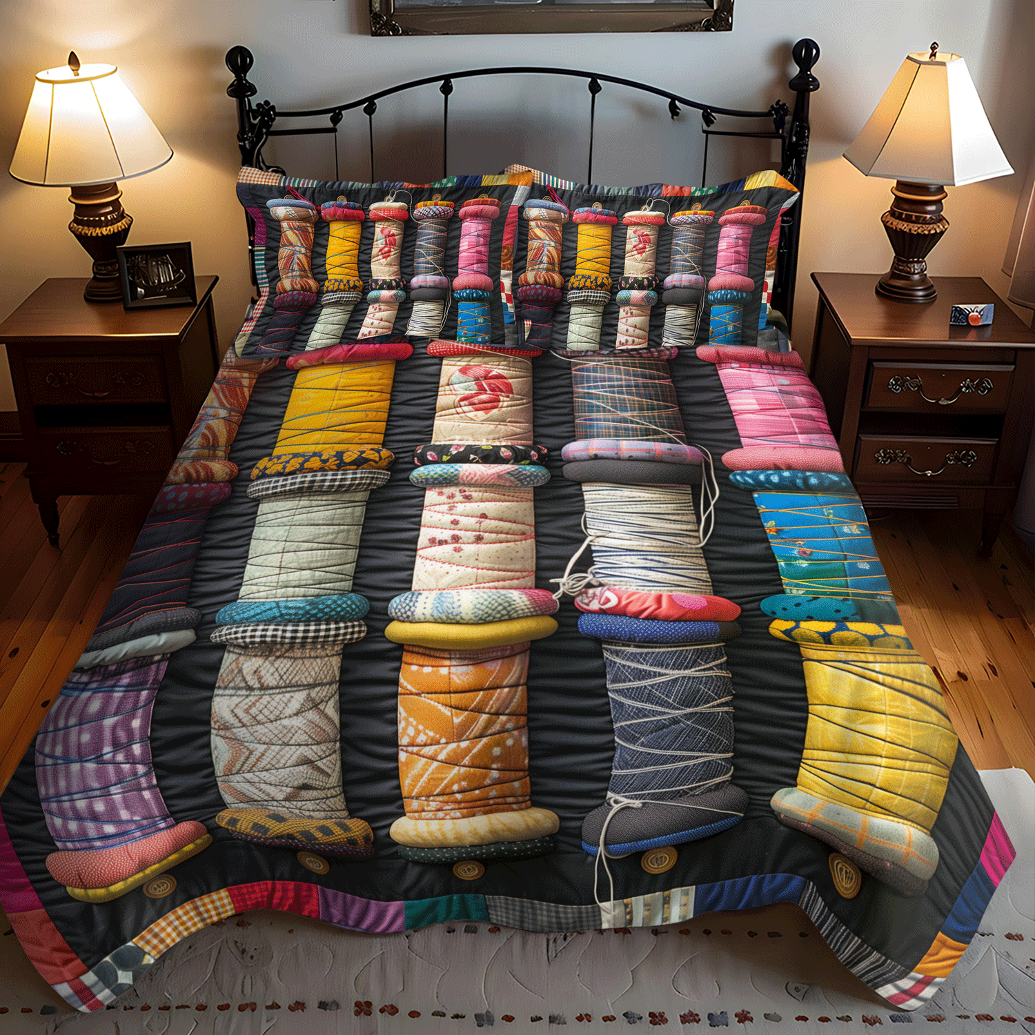 Set di Biancheria da Letto Trapuntata 3 Pezzi Sinfonia di Thread di Spool