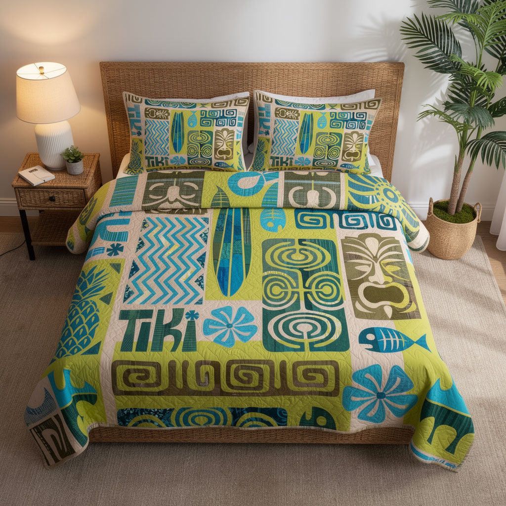 Set di Biancheria da Letto Trapuntata 3 Pezzi Guardiano del Tiki