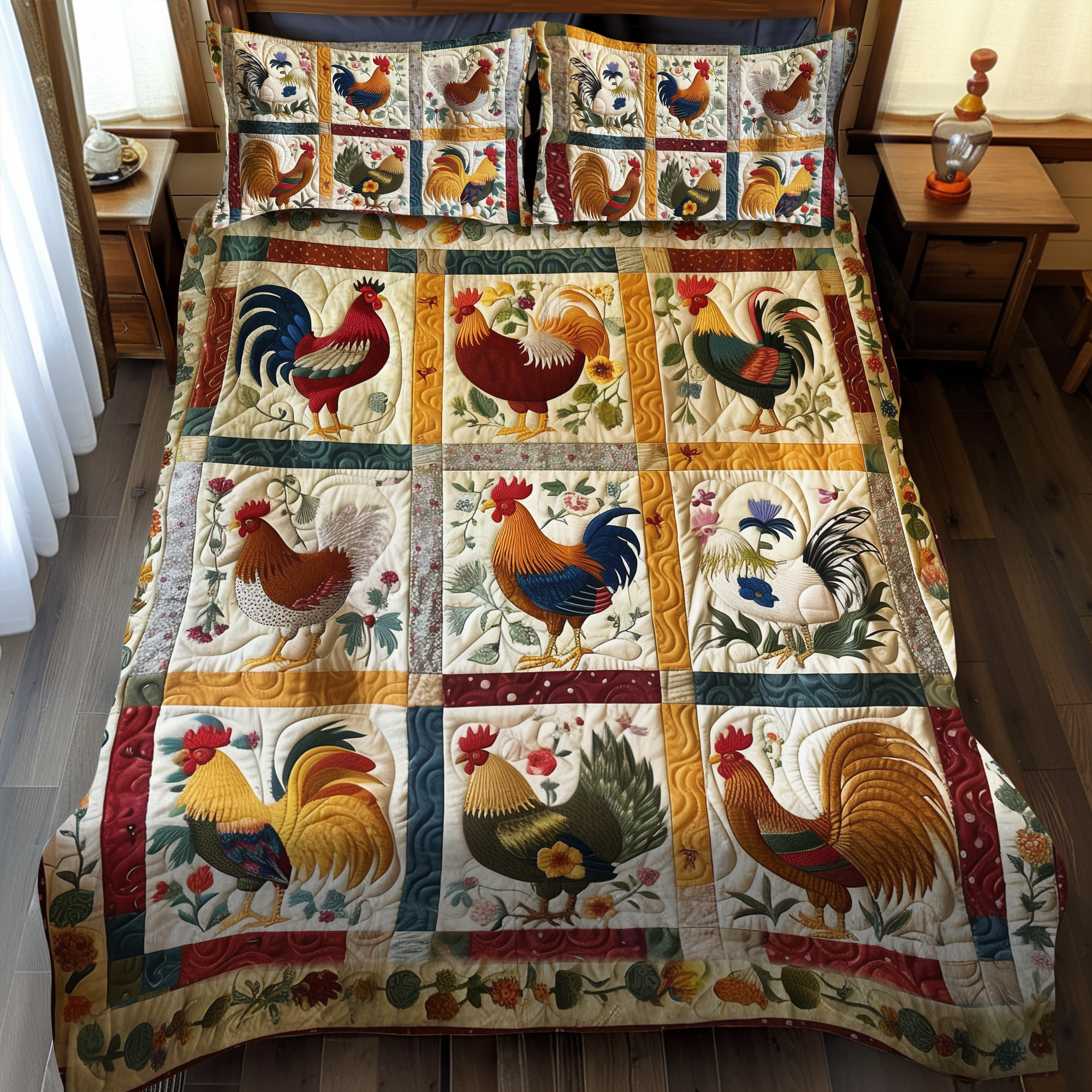 Set di Biancheria da Letto Trapuntata 3 Pezzi Eterno Clucker