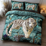 Set di Biancheria da Letto Trapuntata 3 Pezzi Tigre Tranquilla Bianca