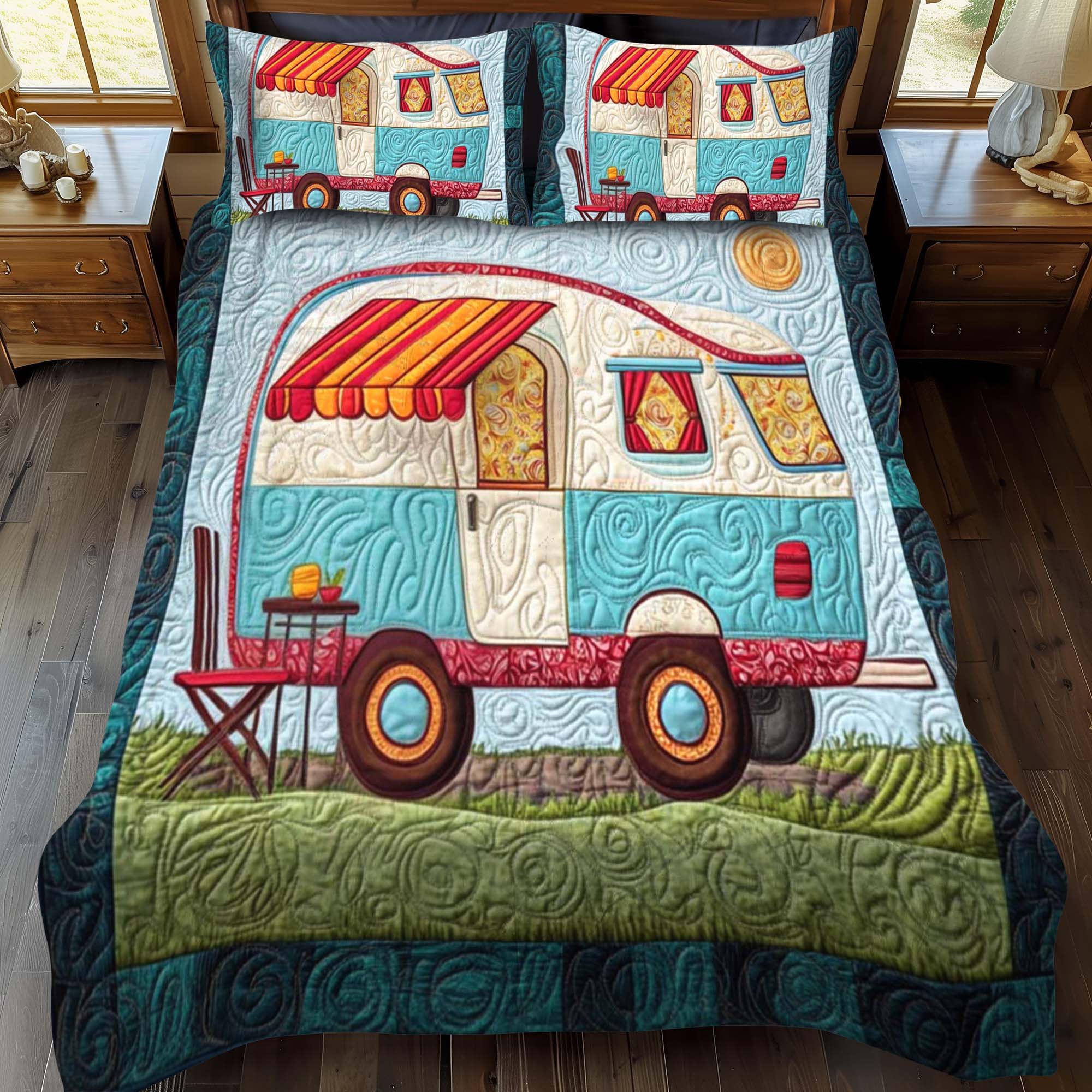 Set di Biancheria da Letto Trapuntata 3 Pezzi Bosco Tranquillo