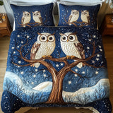 Set di Biancheria da Letto Trapuntata 3 Pezzi Gufi dell'Albero