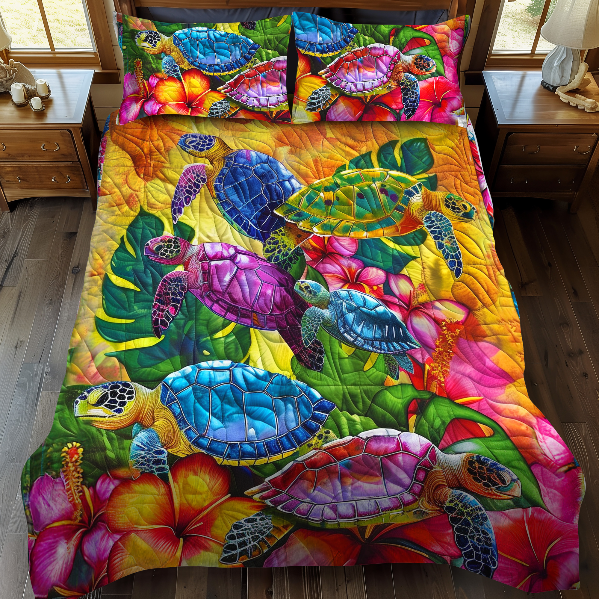 Set di Biancheria da Letto Trapuntata 3 Pezzi Paradiso Tropicale